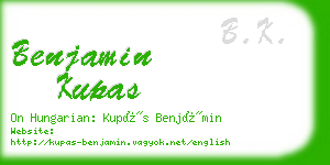 benjamin kupas business card